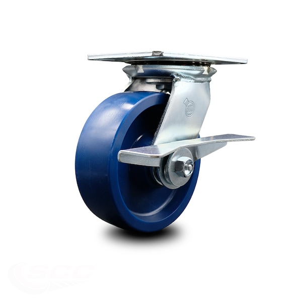 6 Inch Heavy Duty Solid Poly Caster with Roller Bearing and Brake